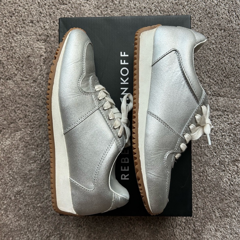 Rebecca Minkoff Metallic Silver Lace-Up Sneakers